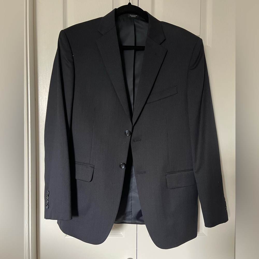 Men's Navy Striped Blazer - Two-Button Jacket Jones New York